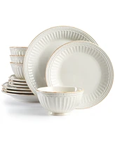 Lenox French Perle Groove Blue 12 Pc. Dinnerware Set, Service for 4