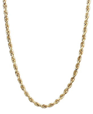 Lightweight Rope Chain 20" Necklace (1-3/4mm) in 14k Yellow Gold