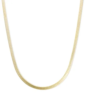 18" Flat Herringbone Chain Necklace (1-1/4mm) in 14k Gold