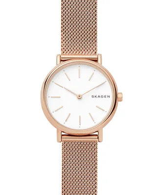 Skagen Women's Signatur Slim Rose Gold-Tone Stainless Steel Mesh Bracelet Watch 30mm