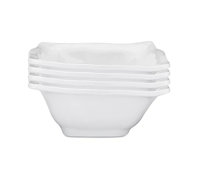 Q Squared Ruffle Melamine Square Cereal Bowls, Set of 4
