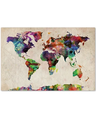 Michael Tompsett 'Urban Watercolor World Map' Canvas Art