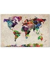 Michael Tompsett 'Urban Watercolor World Map' Canvas Art