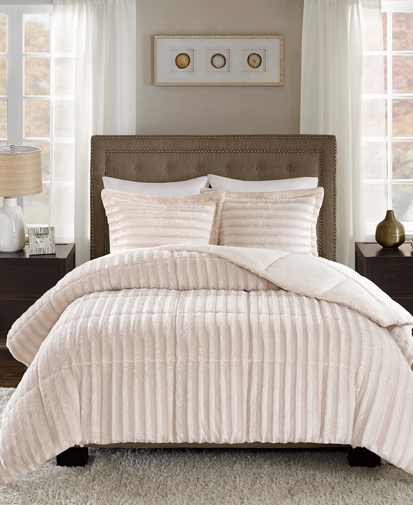 Madison Park Duke Reversible Faux Fur 3-Pc. Comforter Set