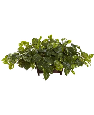 Nearly Natural Pothos Artificial Plant in Decorative Rectangular Planter