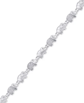 Diamond Accent Elephant Bracelet in Silver-Plate