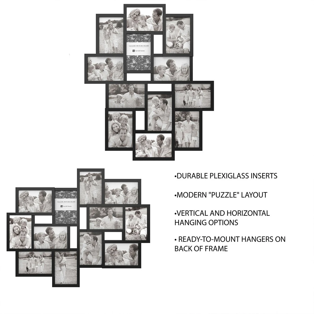 Collage Picture Frame with 12 Openings for 4x6 Photos by Lavish Home, Black