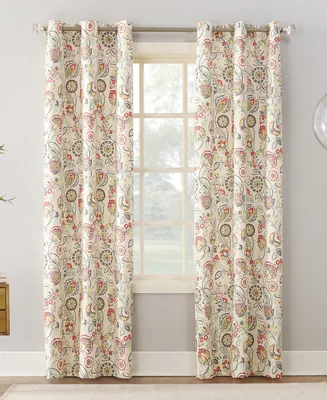 Jorah Botanical Print Thermal Insulated Room Darkening Grommet Curtain Panel