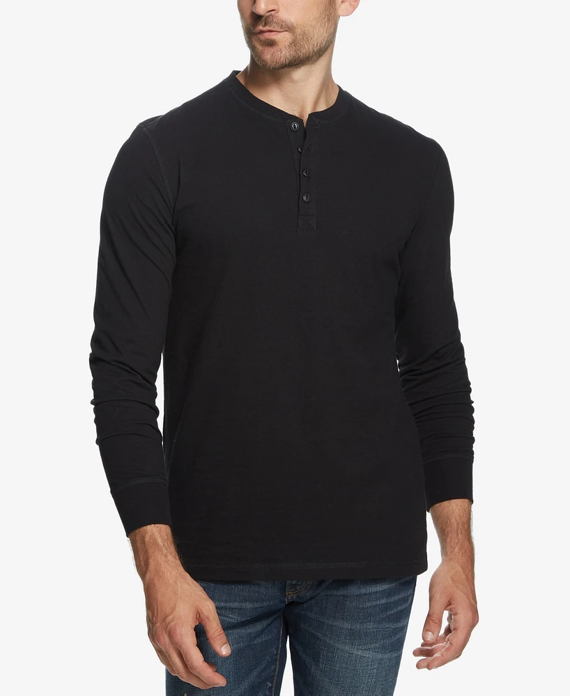 Weatherproof Vintage Men's Long Sleeve Brushed Jersey Henley T-shirt