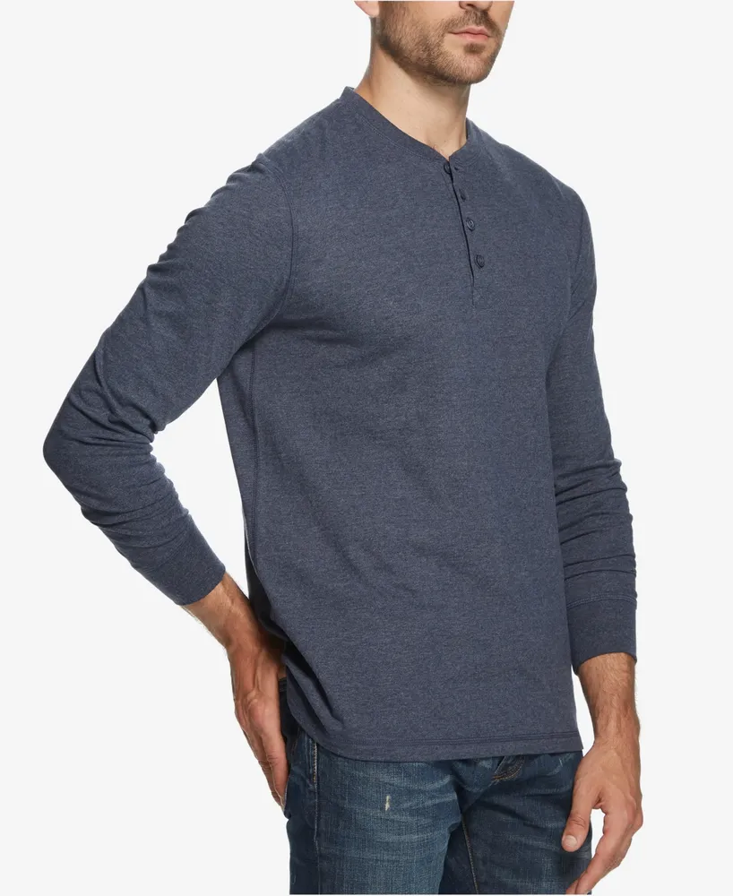 Weatherproof Vintage Men's Long Sleeve Brushed Jersey Henley T-shirt