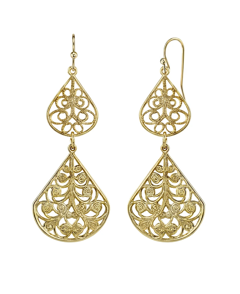 2028 Gold-Tone Filigree Drop Earrings