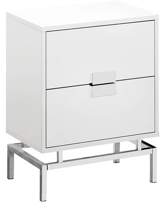 Monarch Specialties Chrome Metal 24" Accent Table in Glossy White