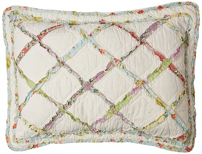 Laura Ashley Ruffle Garden Appliqued Diamond Cotton Sham, Standard