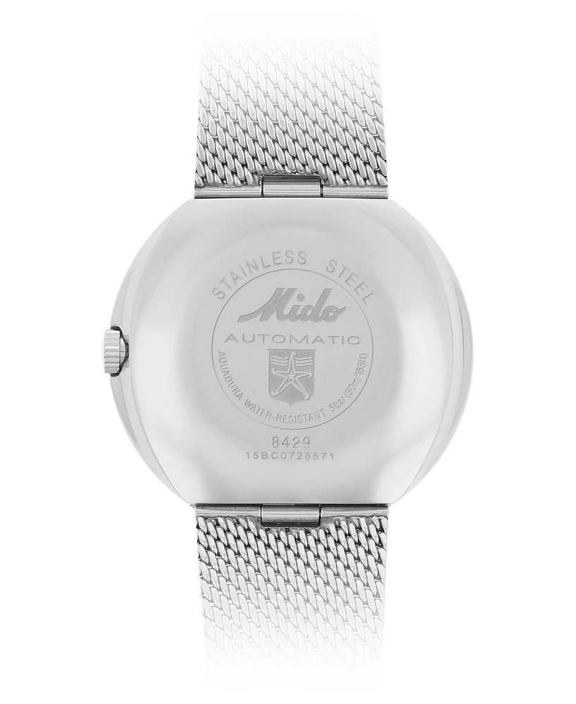 Mido Men's Swiss Automatic Commander Stainless Steel Mesh Bracelet Watch 37mm
