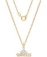 Disney Children's Princess Tiara 15" Pendant Necklace in 14k Gold