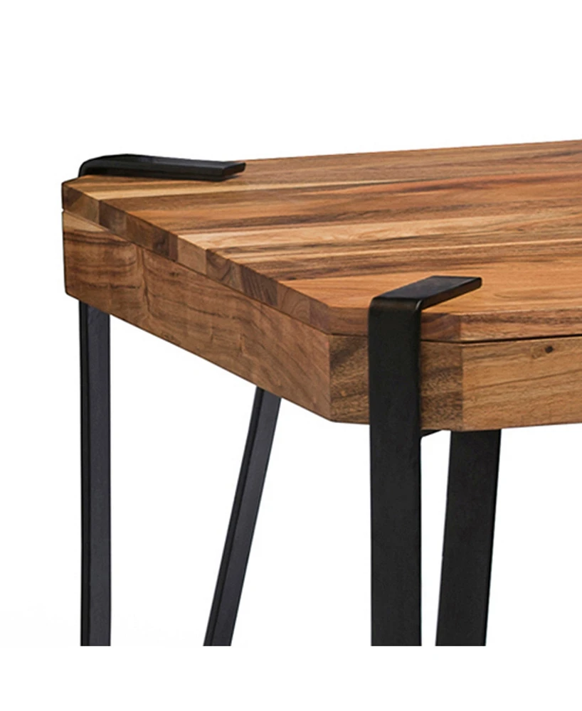 Alaterre Furniture Ryegate Natural Live Edge Solid Wood with Metal Coffee Table