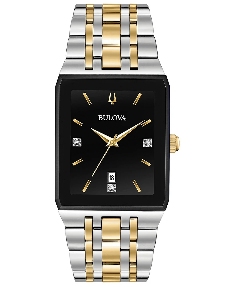 Bulova Men's Diamond-Accent Two-Tone Stainless Steel Bracelet Watch 30.5x45mm, Created for Macy's
