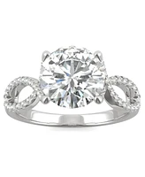 Moissanite Round Twisted Shank Ring (2-9/10 ct. tw. Diamond Equivalent) 14k White Gold