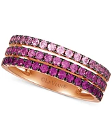 Le Vian Strawberry Layer Cake Pink Sapphire Ombre Three Row Ring (1 ct. t.w.) 14k Rose Gold