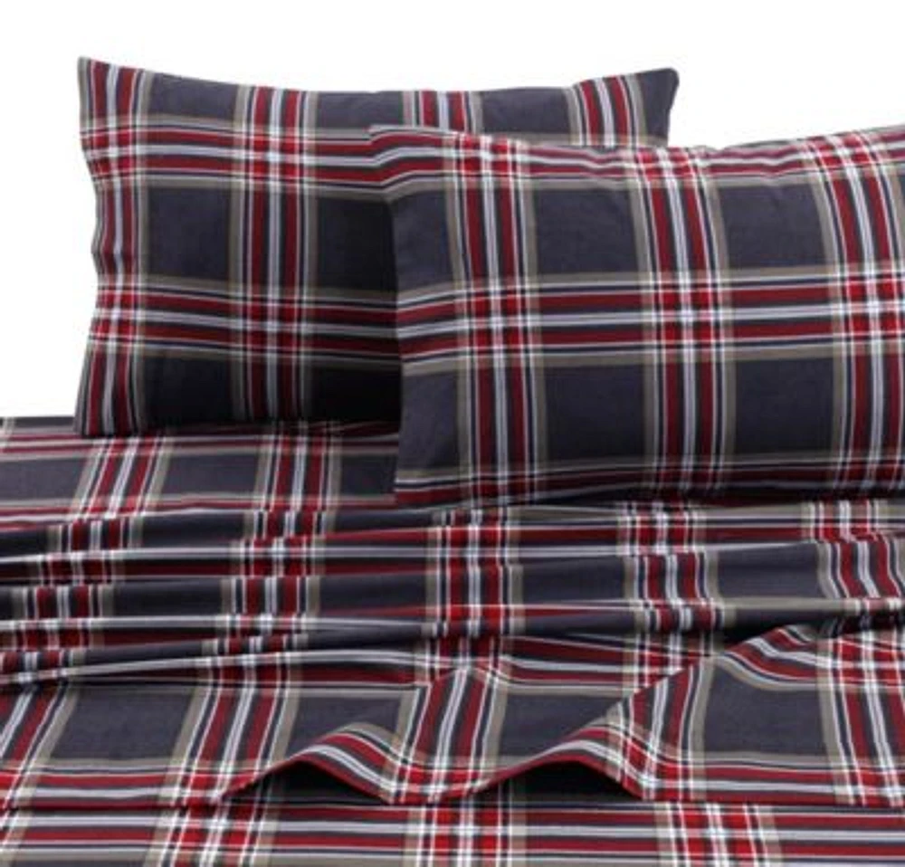 Tribeca Living Heritage Plaid 5 Ounce Flannel Printed Extra Deep Pocket Sheet Sets