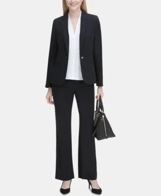 Calvin Klein One Button Blazer Pleated Blouse Trousers