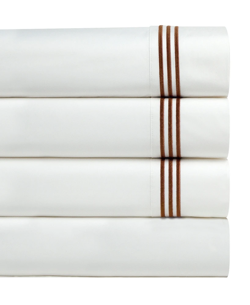Pointehaven 300 Thread Count Embroidered Cotton Oversized Percale Sheet Sets, King