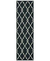 Oriental Weavers Marina 7763K Black/Ivory 2'3" x 7'6" Indoor/Outdoor Runner Area Rug
