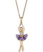 Multi-Gemstone Ballerina 18" Pendant Necklace (1-5/8 ct. t.w.) in 14k Gold-Plated Sterling Silver