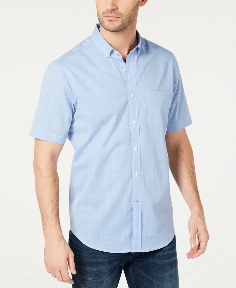 Club Room Men's Texture Check Stretch Cotton Shirt, Created for Macy's