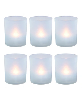 Lumabase Set of 6 Flickering Warm White Led Lights in Frosted Votive Holders Cups