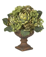 Nearly Natural Artichoke Centerpiece Silk Flower Arrangement