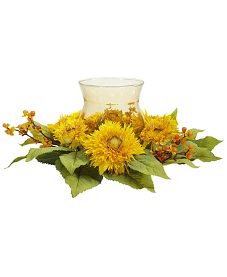 Nearly Natural Golden Sunflower Candelabrum Silk Flower Arrangement