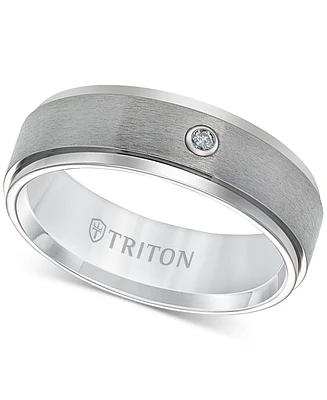 Triton Men's Titanium Ring, 7mm Diamond Accent Wedding Band