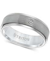 Triton Men's Titanium Ring, 7mm Diamond Accent Wedding Band