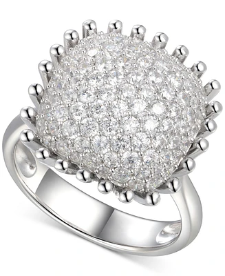 Cubic Zirconia Pave Statement Ring Sterling Silver