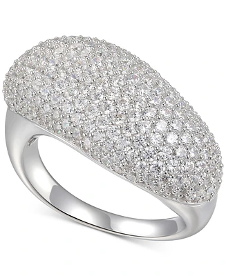 Cubic Zirconia Pave Diagonal Statement Ring Sterling Silver