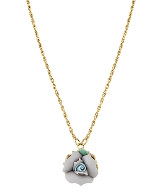 2028 Gold-Tone Porcelain Pendant Necklace 16" Adjustable