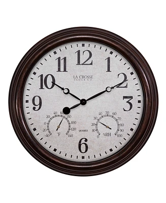 La Crosse Clock 15" Indoor/Outdoor Wall Clock with Temperature and Humidity