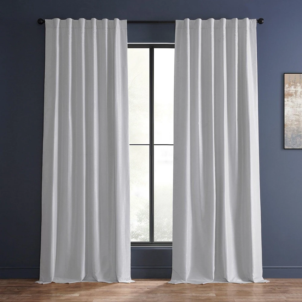 Half Price Drapes Ice Vintage Textured Faux Dupioni Silk Curtain