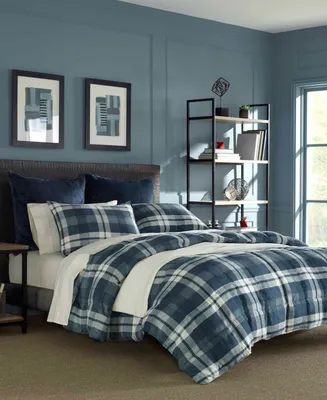 Nautica Crossview Plaid Microsuede 2 Piece Comforter Set, Twin/Twin Xl
