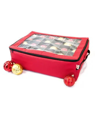 Santa's Bag 2 Tray Christmas Ornament Storage Box with Clear Lid