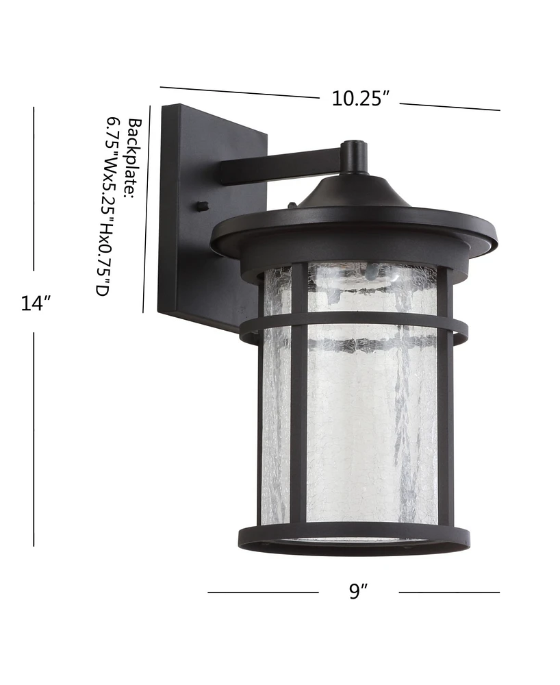 Jonathan Y Porto 14" Outdoor Wall Lantern Crackled Glass/Metal Integrated Led Sconce