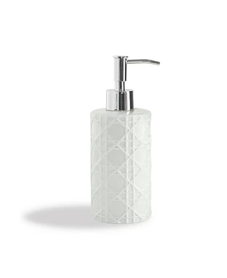 Cassadecor Embossed Wicker Design Porcelain Soap/Lotion Dispenser