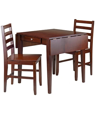 Hamilton 3-Piece Drop Leaf Dining Table with 2 Ladder Back Chairs