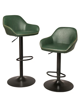 Glitzhome Mid-Century Modern Vintage Leatherette Gaslift Adjustable Swivel Bar Stool Set of 2