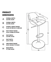 Glitzhome Mid-Century Modern Vintage Leatherette Gaslift Adjustable Swivel Bar Stool Set of 2