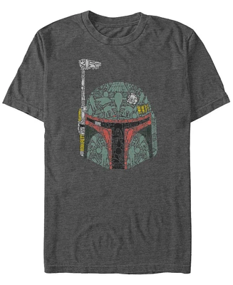 Star Wars Men's Classic Boba Fett Hidden Images Helmet Short Sleeve T-Shirt