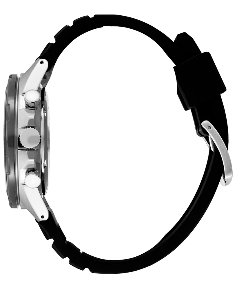 Seiko Men's Essentials Chronograph Black Silicone Strap Watch 43.9mm