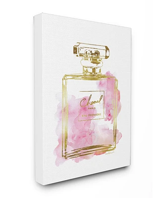 Stupell Industries Glam Perfume Bottle Gold Pink Canvas Wall Art, 16" x 20"