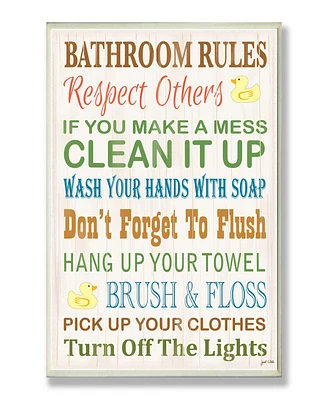 Stupell Industries Home Decor Bathroom Rules Typography Rubber Ducky Bathroom Wall Plaque Art, 12.5" x 18.5"